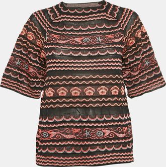 M Missoni Black/pink Wave Patterned Lurex Knit Top