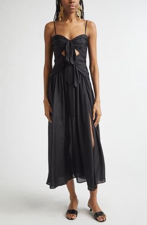 Zimmermann Aster Scarf Silk Midi Dress in Black at Nordstrom, Size 0P