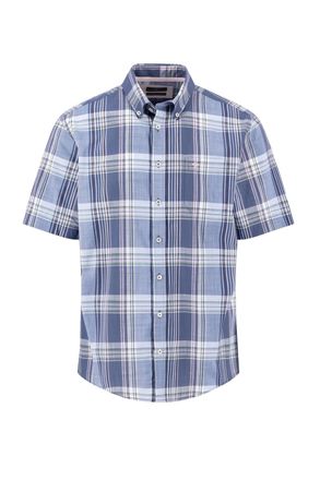Fynch-Hatton Fynch-Hatton Mens SHORT SLEEVED SHIRT HORIZON - Blue Cotton - Size 3XL