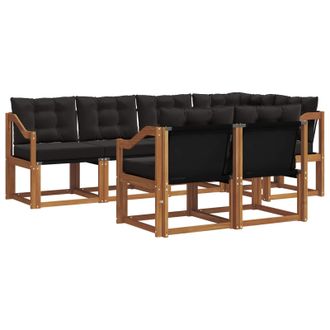 vidaXL Conjunto De Sof&aacute;s De Exterior Con Coj&iacute;n 7 Pcs Natural Y Negro Vidaxl