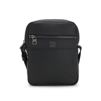HUGO BOSS Grained reporter bag with stacked-logo trim