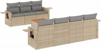 vidaXL Vidaxl - Juego De Sof&aacute;s De Jard&iacute;n Con Cojines Beige 8 Pzas Rat&aacute;n Pe