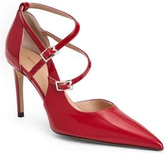 Bruno Magli Primavera Strappy Pointed Toe Pump in Berry Patent at Nordstrom, Size 10.5