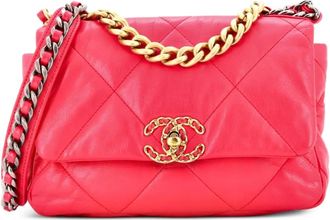 Chanel 19 Flap Bag Quilted Leather Medium crossbody bag - Rosa