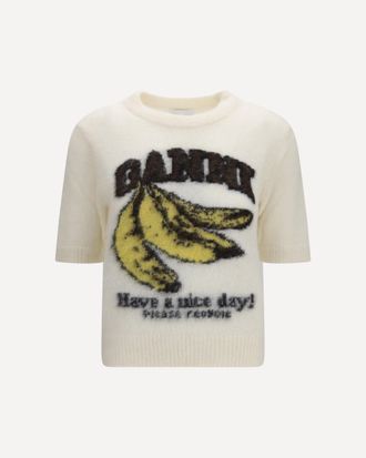 Ganni T-shirt in alpaca con grafica Woman XS