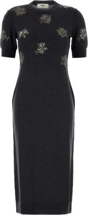 Fendi Charcoal stretch wool dress