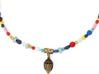 Kurt Geiger Pav&eacute; Eagle Head Beaded Pendant Necklace in Gold/Multi at Nordstrom