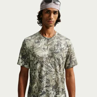 Nike Mens Nike ACG Chamo Camo Dri-FIT Trail Running T-Shirt in White | IM5311-104