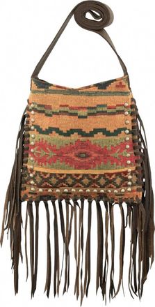 American West Womens Fringed Cowgirl Messenger Crossbody Bag In Woven Tapestry