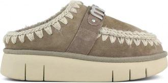 Mou Bounce Clog Metal Logo - Dames - Pantoffels - Grijs - 38 EU - Wol - Schoenen