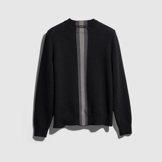 Gucci Knit Wool Sweater With Muted Web, Size XXXL, Black