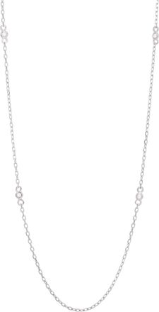 Savvy Cie Jewels RHODIUM PLATED WHITE CZ STATION NECKLACE