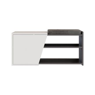 Dmora Mueble Zapatero Neneng, Portazapatos 2 Estantes, Una Puerta, 4 Divisiones, 105x38x47h Cm Negro Antracita