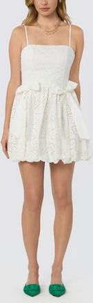 ASTR the Label Aislinn Eyelet Bubble Hem Minidress in White at Nordstrom, Size X-Large