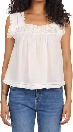 Dear John Denim Una Lace Trim Top In White