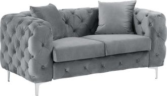 Vente-Unique Sofá de 2 plazas chéster de terciopelo gris antracita EDWINA