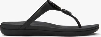 FitFlop Fitflop Solay Glossy Womens Flip-flops Black Leather - Size UK 7