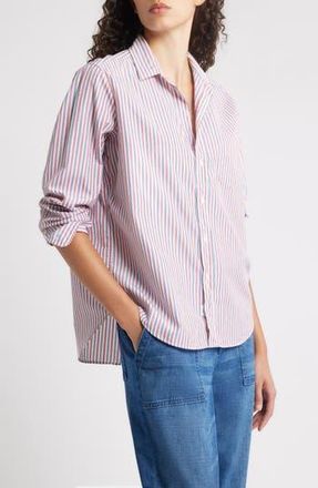Frank & Eileen Eileen Relaxed Button-Up Shirt in White Red Navy Stripe at Nordstrom Rack, Size X-Small