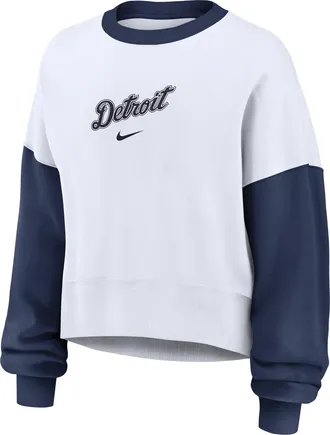 Nike Detroit Tigers Primary Nike Womens MLB Pullover Crew in White | 01D7022NDG-9HV