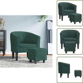 vidaXL Poltrona con poggiapiedi - vidaXL Poltrona Cabriolet con Poggiapiedi Verde Scuro in Velluto - Poltrona per camera da letto