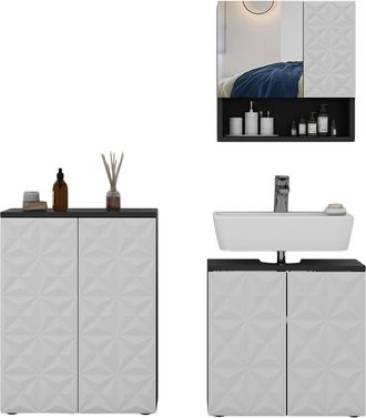 Vicco Conjunto De Muebles De Ba&ntilde;o Edge, Negro, 3 Piezas