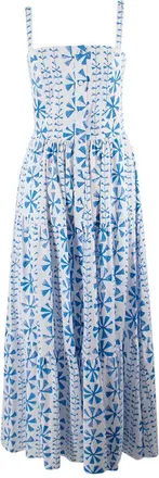 Borgo De Nor Floral Vine Jimena Printed Cotton Midi Dress Size XS