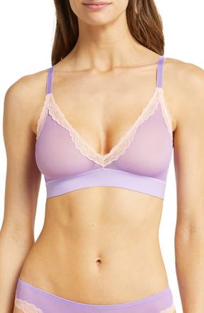 Skarlett Blue Passion Plunge Mesh Bralette in Purp/carnt at Nordstrom, Size X-Large