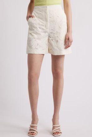 BOSS Tonara Broderie Anglaise Shorts in White Broderie Anglaise at Nordstrom Rack, Size 14