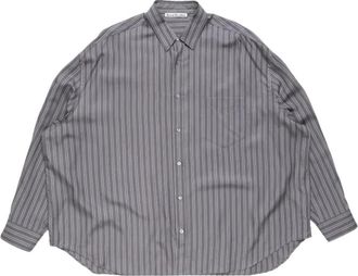 Acne Studios Gestreepte Button-up Shirt - Heren - Casual Overhemden - Grijs - S - Satijn - Overhemden