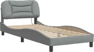 vidaXL Vidaxl - Estructura Cama Con Led Sin Colch&oacute;n Tela Gris Claro 90x190 Cm