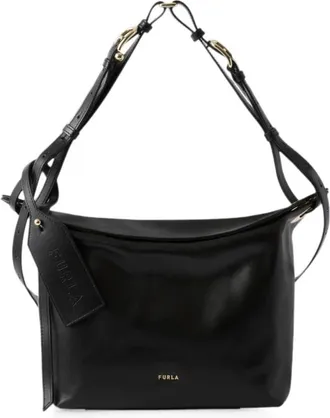 Furla Tassen, Dames, Zwart, ONE Size, Leer, Ginevra M Schoudertas