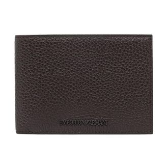 Emporio Armani Bifold portemonnee van generfd leer - Heren - Accessoires - Bruin - Maat: ONE Size Leer