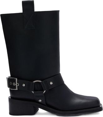 Ganni Black Leather Biker Boots
