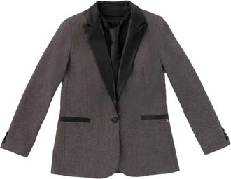 Yes-Zee Enkelrijige Blazer - Dames - Blazers - Grijs - S - Polyester - Jassen