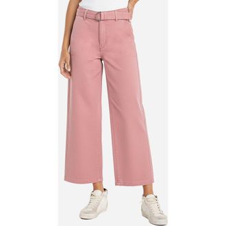 Liverpool L.A. Stride Belted High Waist Ankle Wide Leg Jeans in Misty Blush at Nordstrom, Size 10P