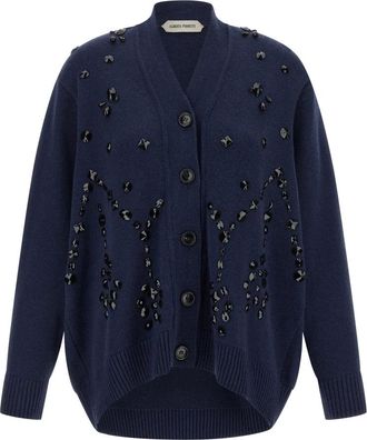 Alberta Ferretti Truien & Vesten, Dames, Blauw, L, Cashmere en Zijde Blend Cardigan