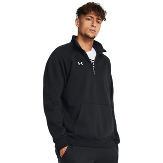 Under Armour Mens Rival Fleece Quarter Zip Sweatshirt, (001) Black / / White, XXL
