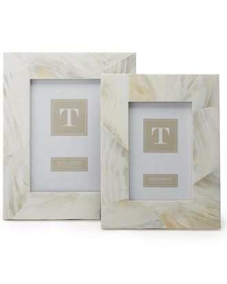 Two's Company Ocean Sand Mother-Of-Pearl Set Of 2 Photo Frames