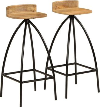 vidaXL Taburetes De Barra De Cocina 2 Unidades Madera Maciza De Mango Vidaxl