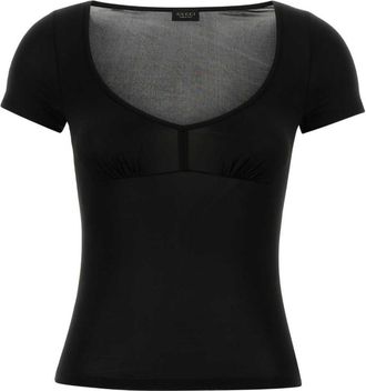 Gucci Black Solid Scoop Neck T-Shirt