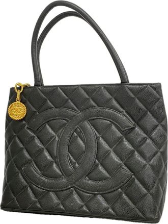 Chanel Black Grained Calfskin Tote Bag (Pre-Owned)