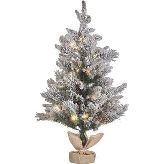 Beliani &Aacute;rbol De Navidad Led Verde Blanco Beige 90 Cm Nieve Preiluminado Maligne