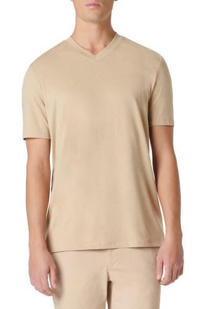Bugatchi V-Neck Performance T-Shirt in Sand at Nordstrom, Size Xx-Large