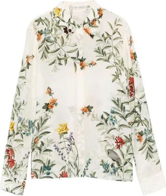Alice & Olivia Botanische Print Blouse - Dames - Overhemden - Beige - S - Overhemden