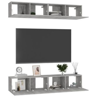 Berkfield Home TV Cabinets 4 pcs Concrete Grey 80x30x30 cm Engineered Wood | Size: 80 x 30 x 30 cm