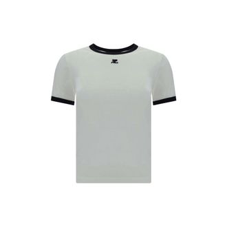 Courr&egrave;ges Womens White Cotton T-Shirt