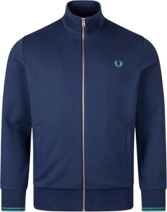 Fred Perry Zip Through Sweatshirt - Heren - Vesten met rits - Blauw - M - Katoen - Hoodies & sweatvesten