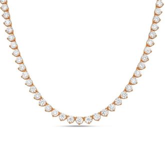 Diana M. Jewels 14kt Rose Gold 30cts Lab Grown Diamond 3 prong Tennis Necklace