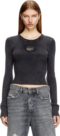 Diesel Cropped jumper with cut-out logo - Tops - Woman - Black