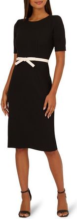 Adrianna Papell Contrast Bow Sheath Dress in Black/Ivory at Nordstrom, Size 4